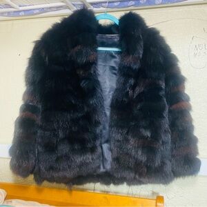 Vintage Black and Brown Short Fur Coat SZ S
